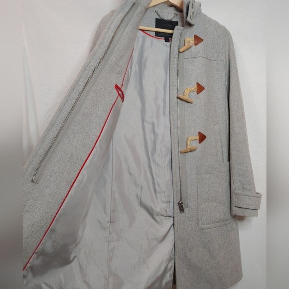 J. Crew Melton Wool Blend Melton Toggle Duffle Coat Jacket Light Gray C8555 4 - Picture 5 of 16